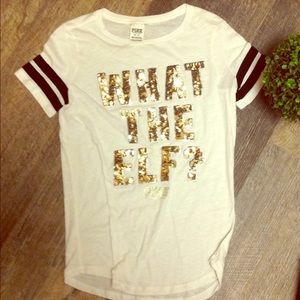 Pink by Victoria's Secret gold sequins t-s…